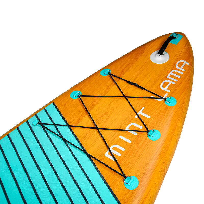 SUP-Board Set Stand Up Paddle aufblasbar Touring Lama FAMILY 10'6" holzfarben