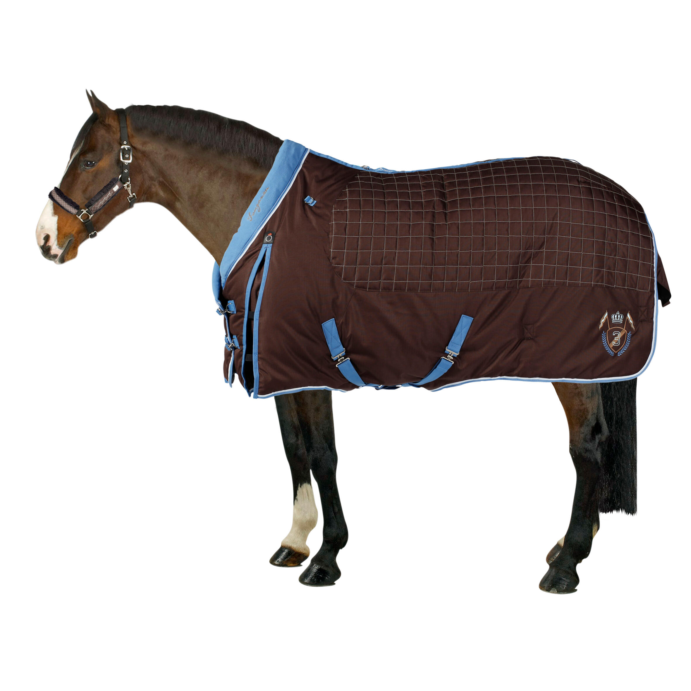 FOUGANZA Stable 400 "3" Horse Riding Stable Rug for Horse and Pony - Maori Brown/Blue
