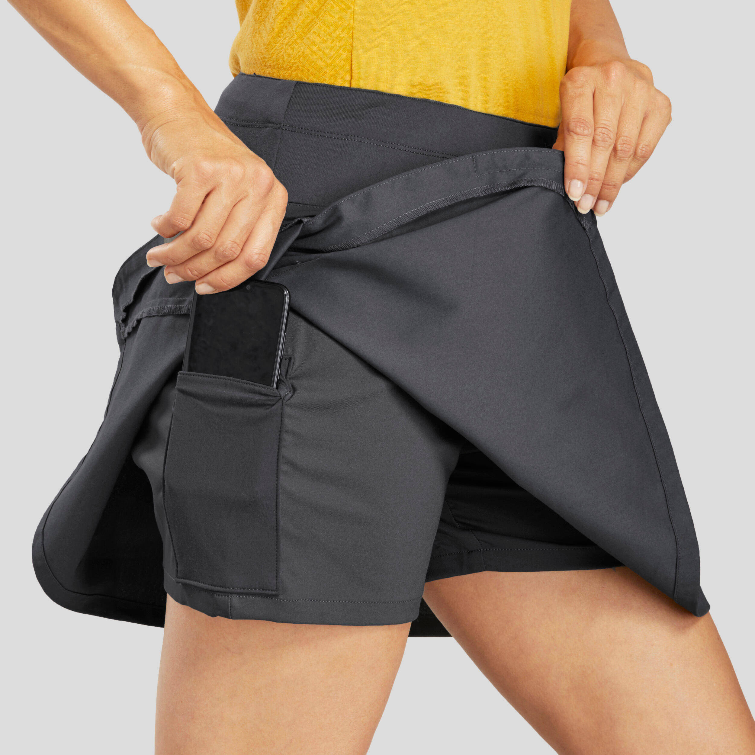 Women’s hiking skort, NH500 - Grey -  4