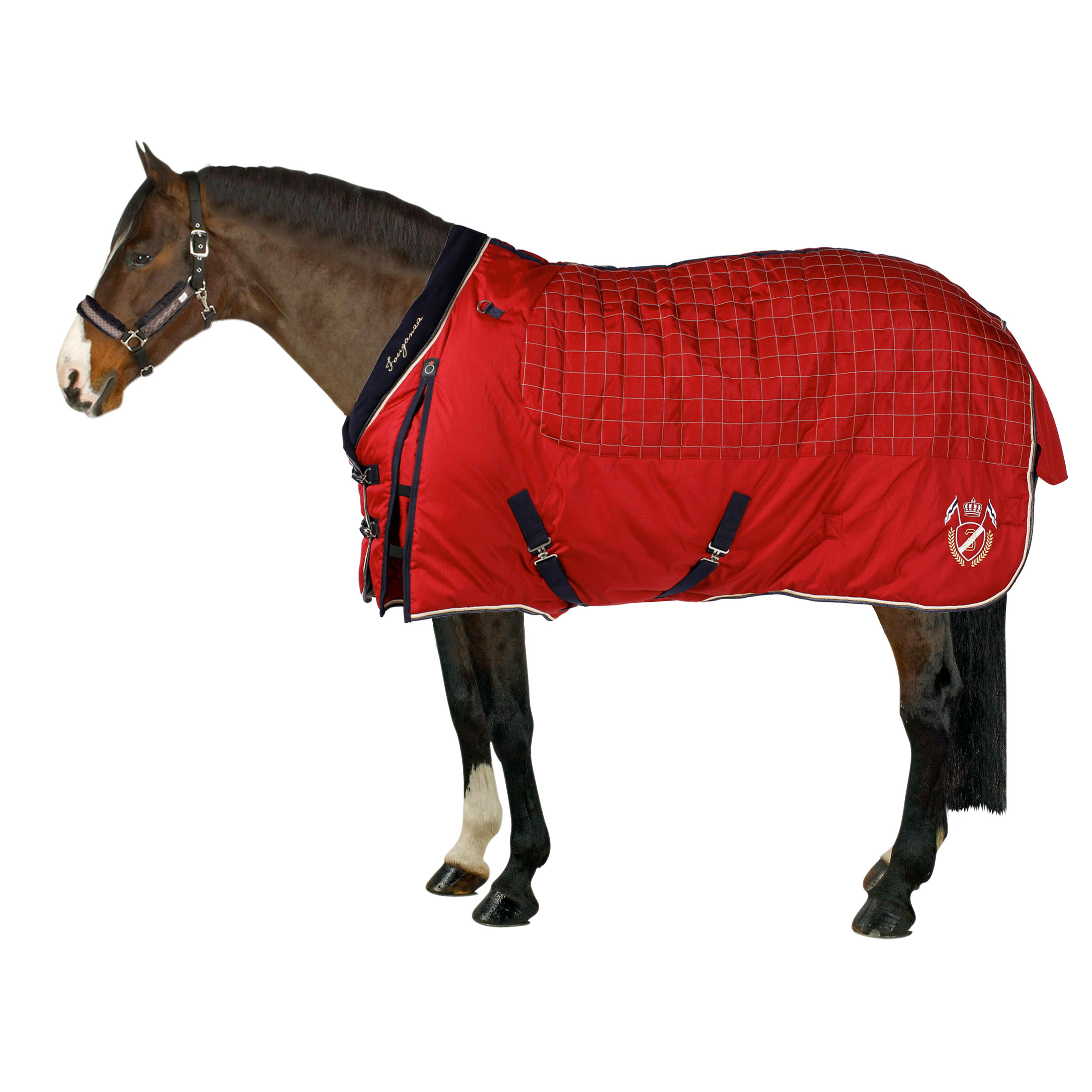 FOUGANZA Stable 400 "3" Horse Riding Stable Rug for Horse or Pony - Red/Navy