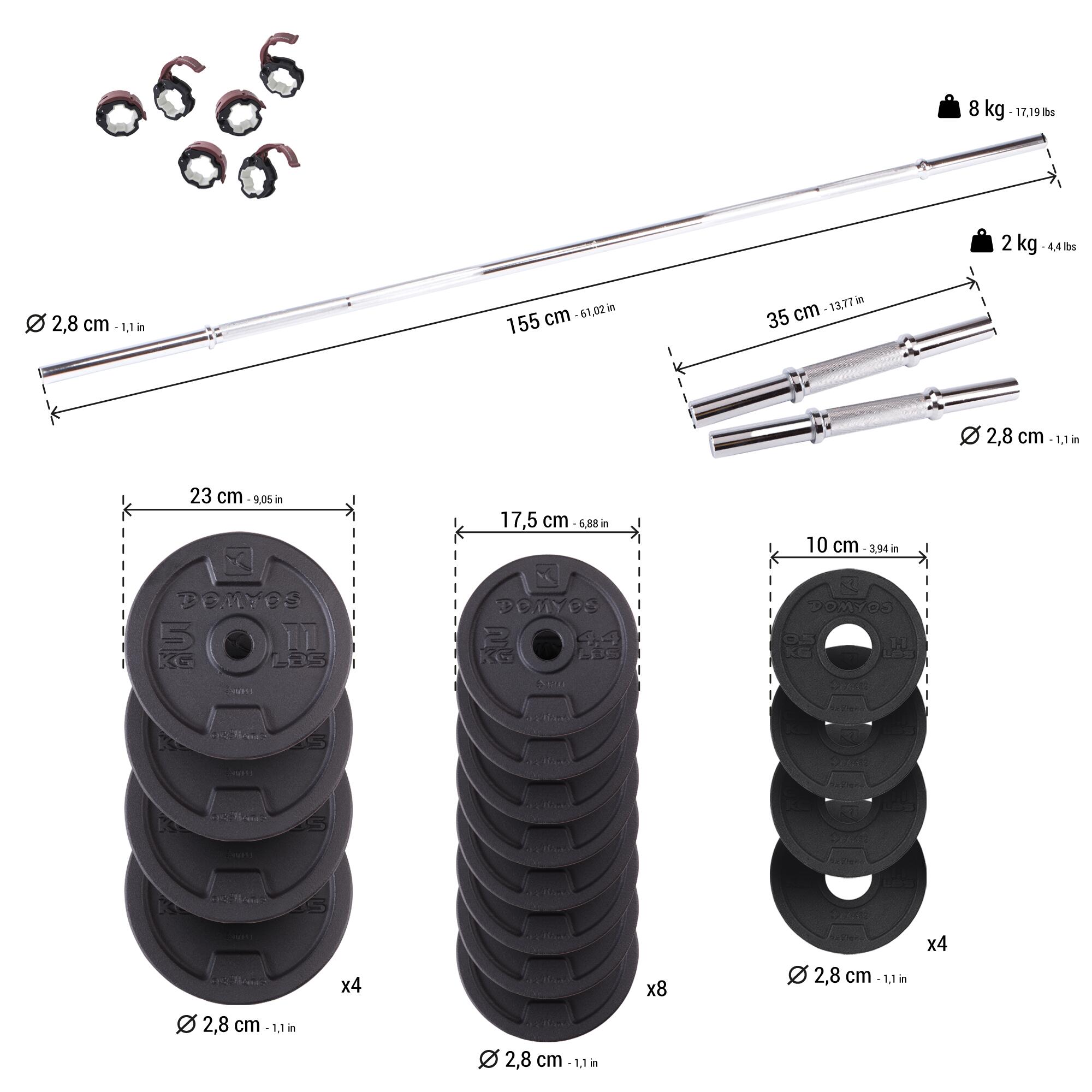 Dumbbell Set with Bar 50 kg (110 lb) - CORENGTH