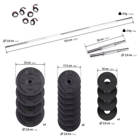 Kit Dumbel dan Barbel Latihan Beban 50 kg