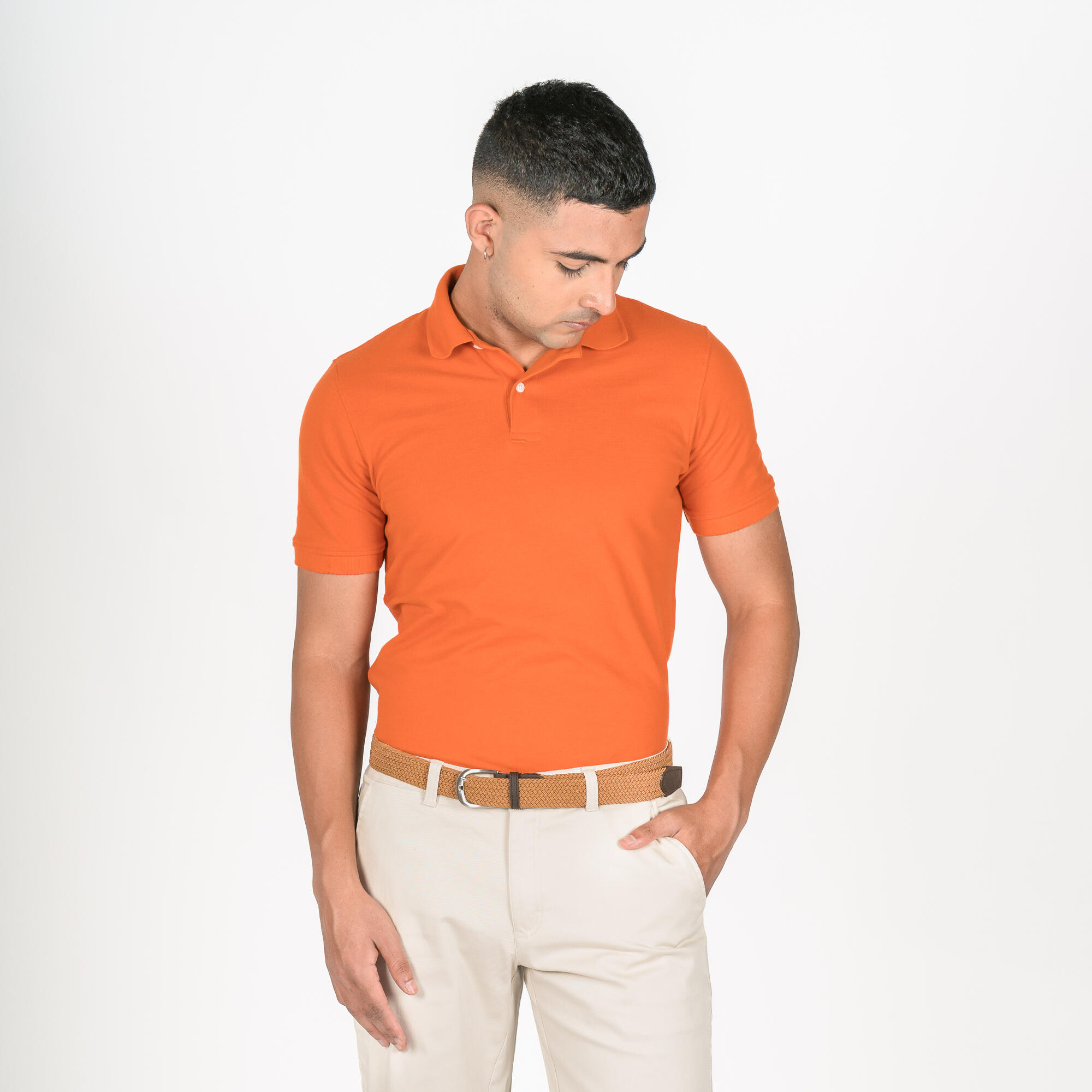 Men Golf Polo T-Shirt 500 Mottled Mint