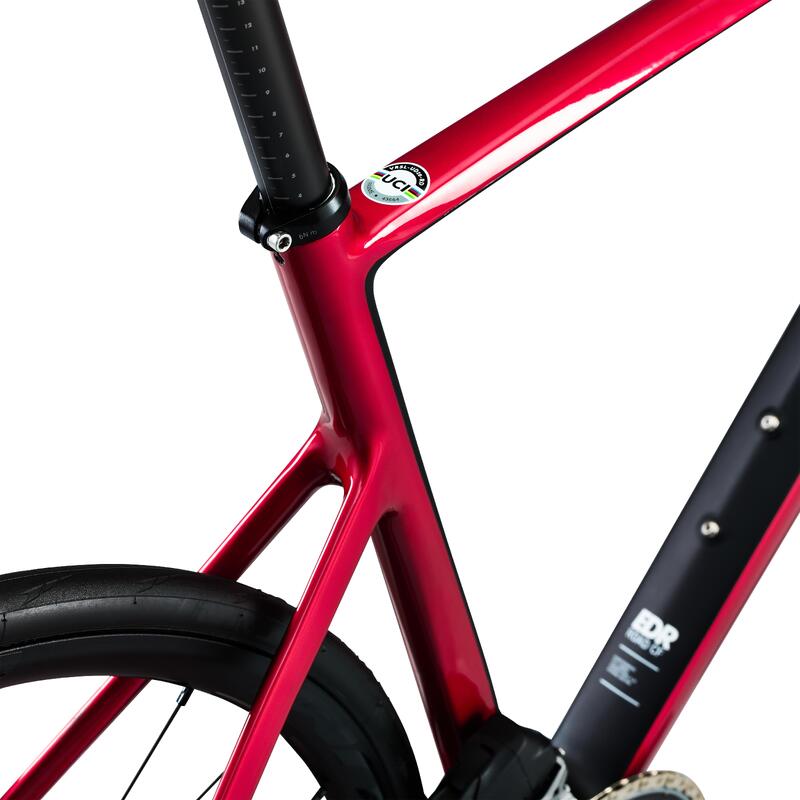 Bicicleta de Estrada EDR CF SRAM Rival AXS Sensor de Potência Vermelho