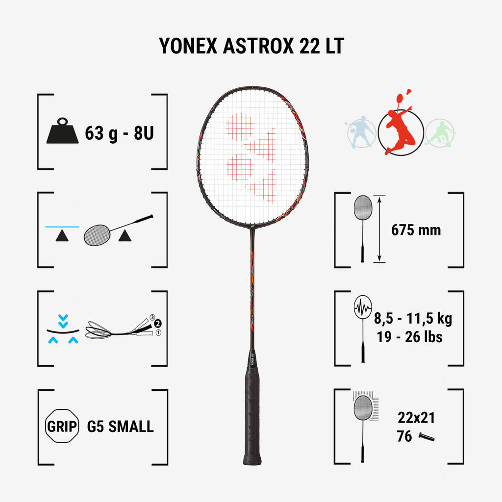 Badmintonschläger Yonex - Astrox-22 LT schwarz/rot