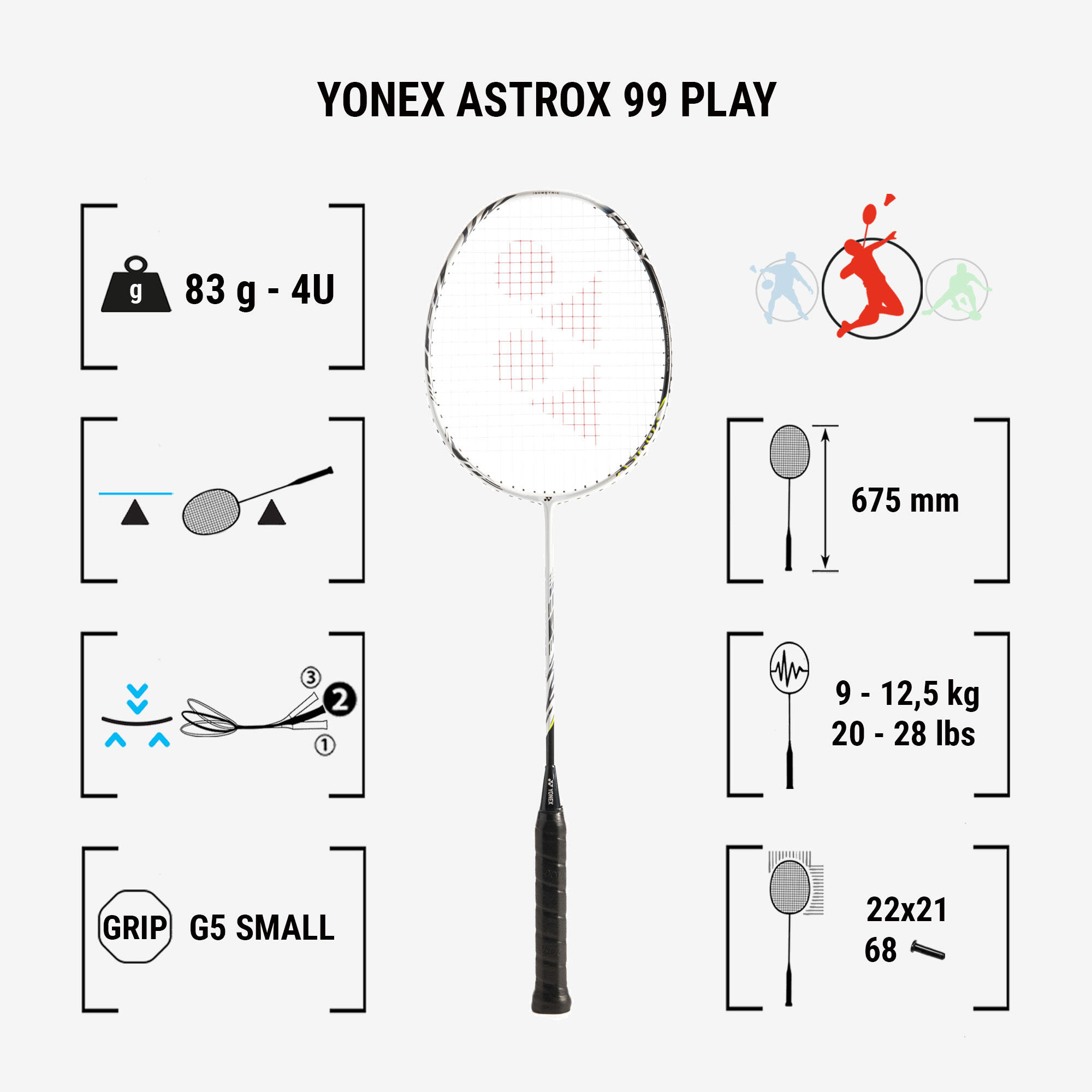 Adult Badminton Racket Astrox 99 Play - White 2/8