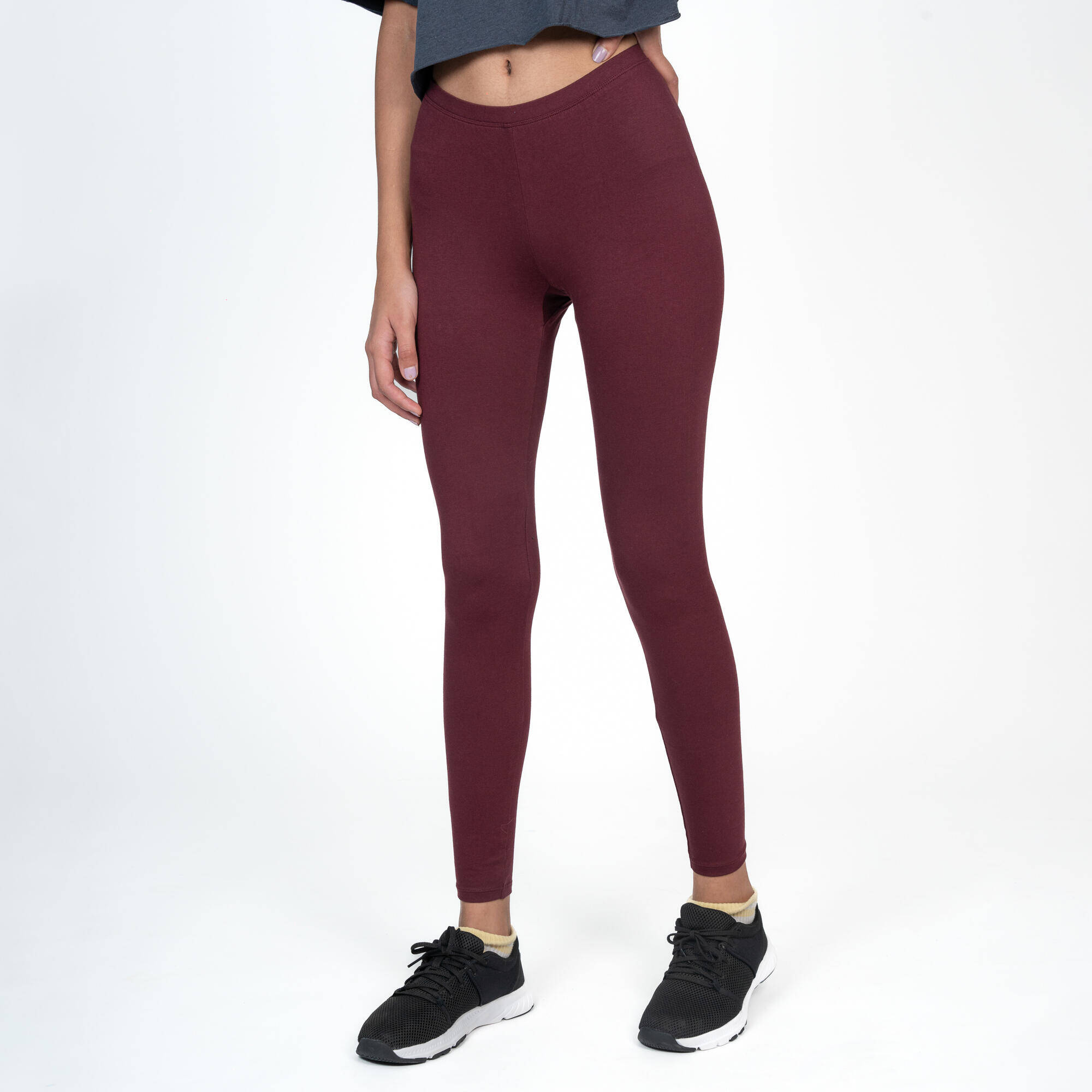 Women's Trackpant For Gym Cotton Rich 100- Burgundy -  2
