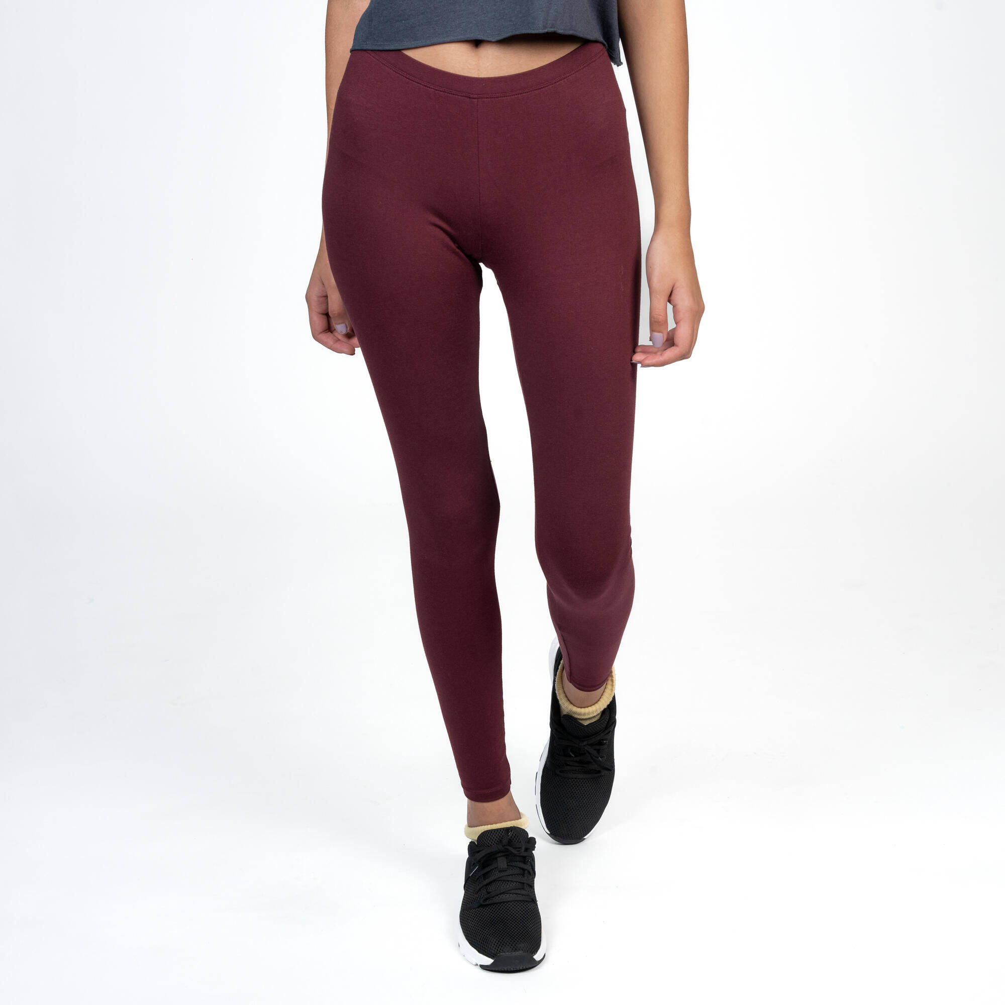 Women's Trackpant For Gym Cotton Rich 100- Burgundy -  1