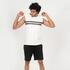Men's Straight-Cut Crew Neck Cotton Fitness Tank Top 500 Cosmeto - White