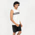 Men's Straight-Cut Crew Neck Cotton Fitness Tank Top 500 Cosmeto - White