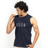Men's Straight-Cut Crew Neck Cotton Fitness Tank Top 500 Cosmeto - Navy
