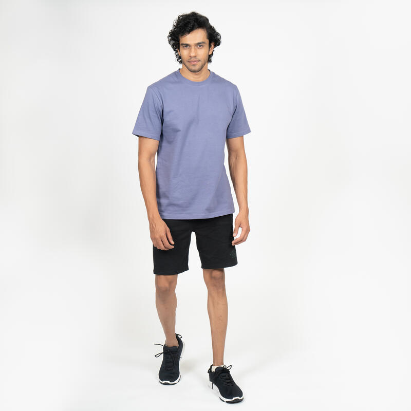 T-shirt uomo palestra 500 ESSENTIALS regular fit 100% cotone blu