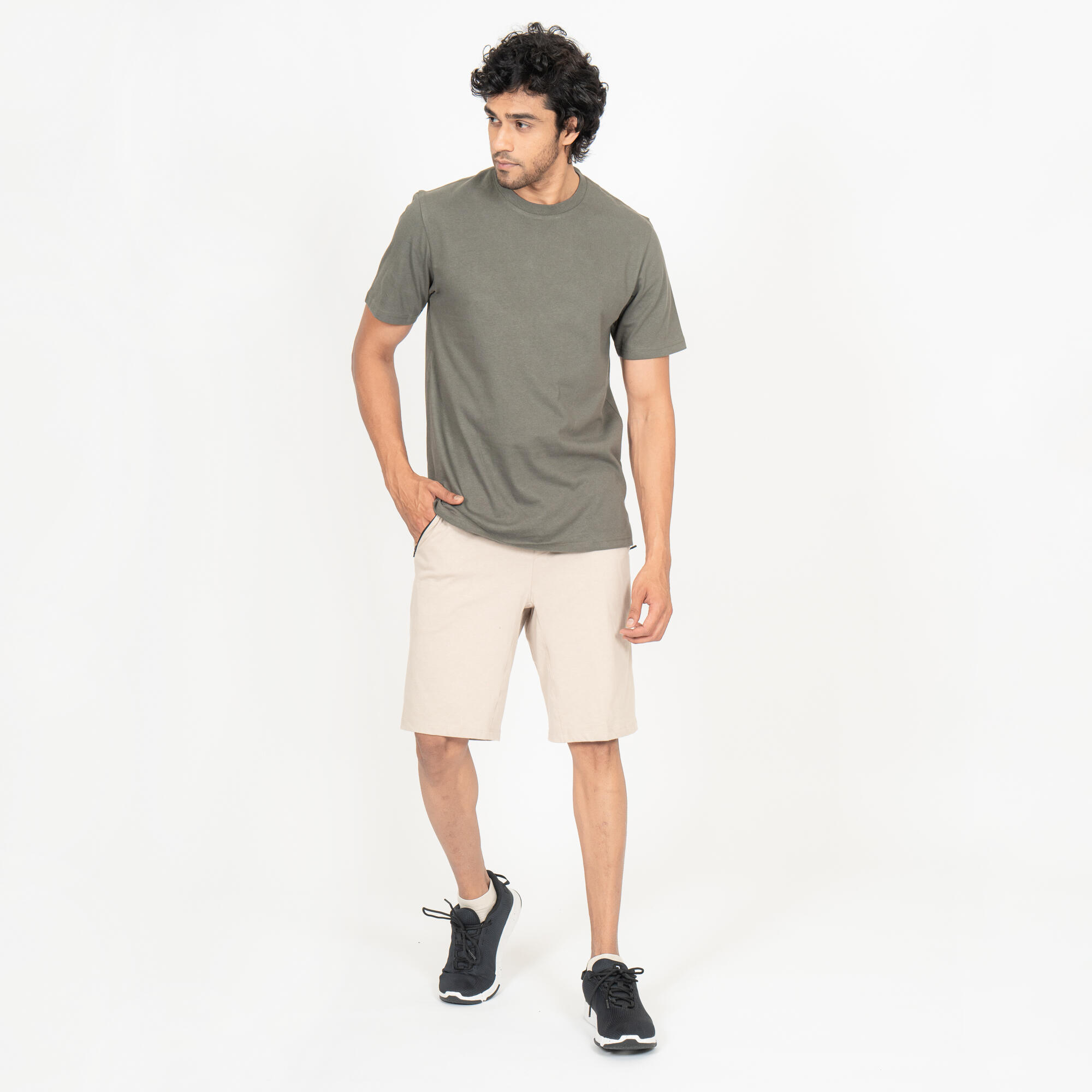 T-shirt uomo palestra regular fit cotone verde militare 13/20