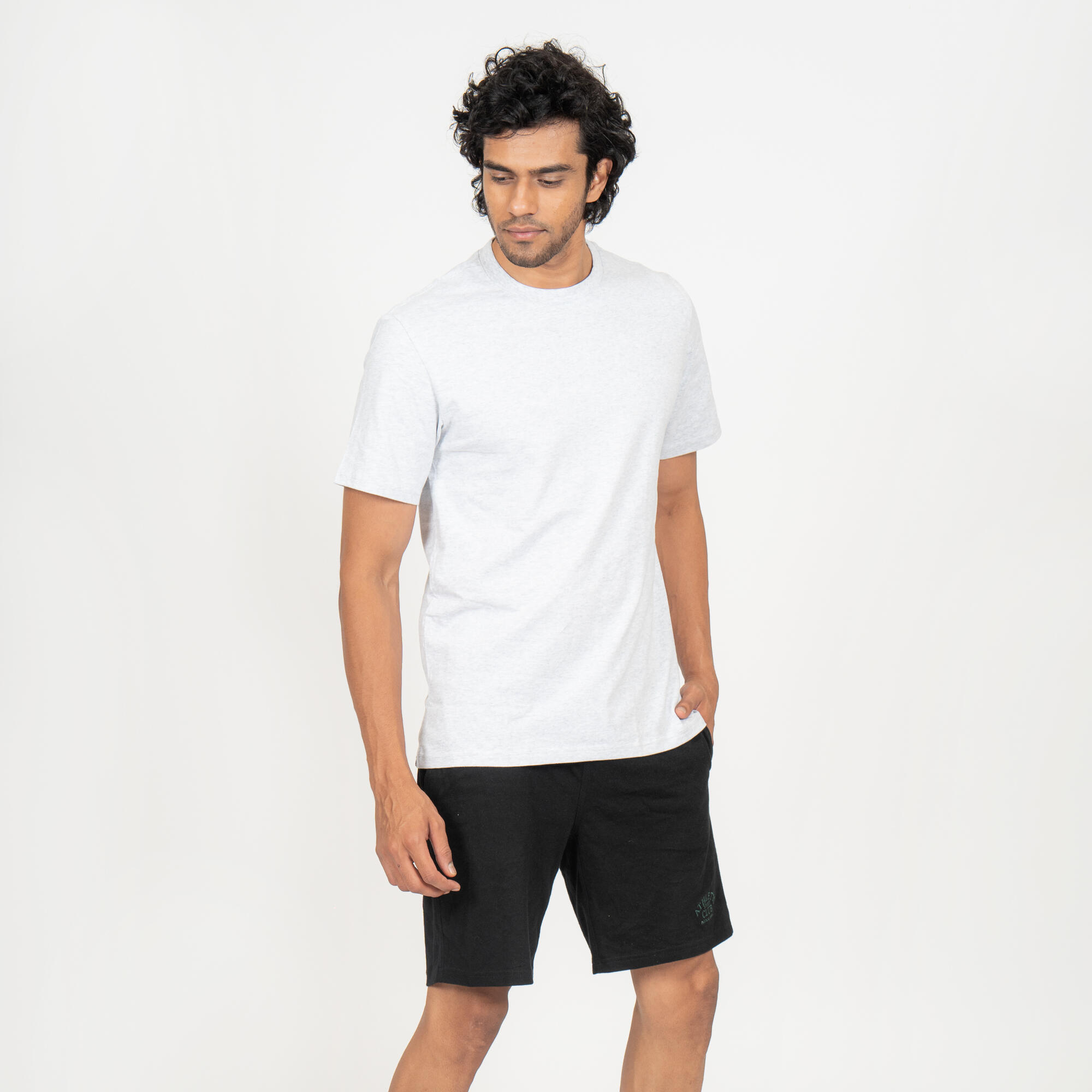 T-shirt uomo palestra regular fit cotone grigio chiaro 13/20