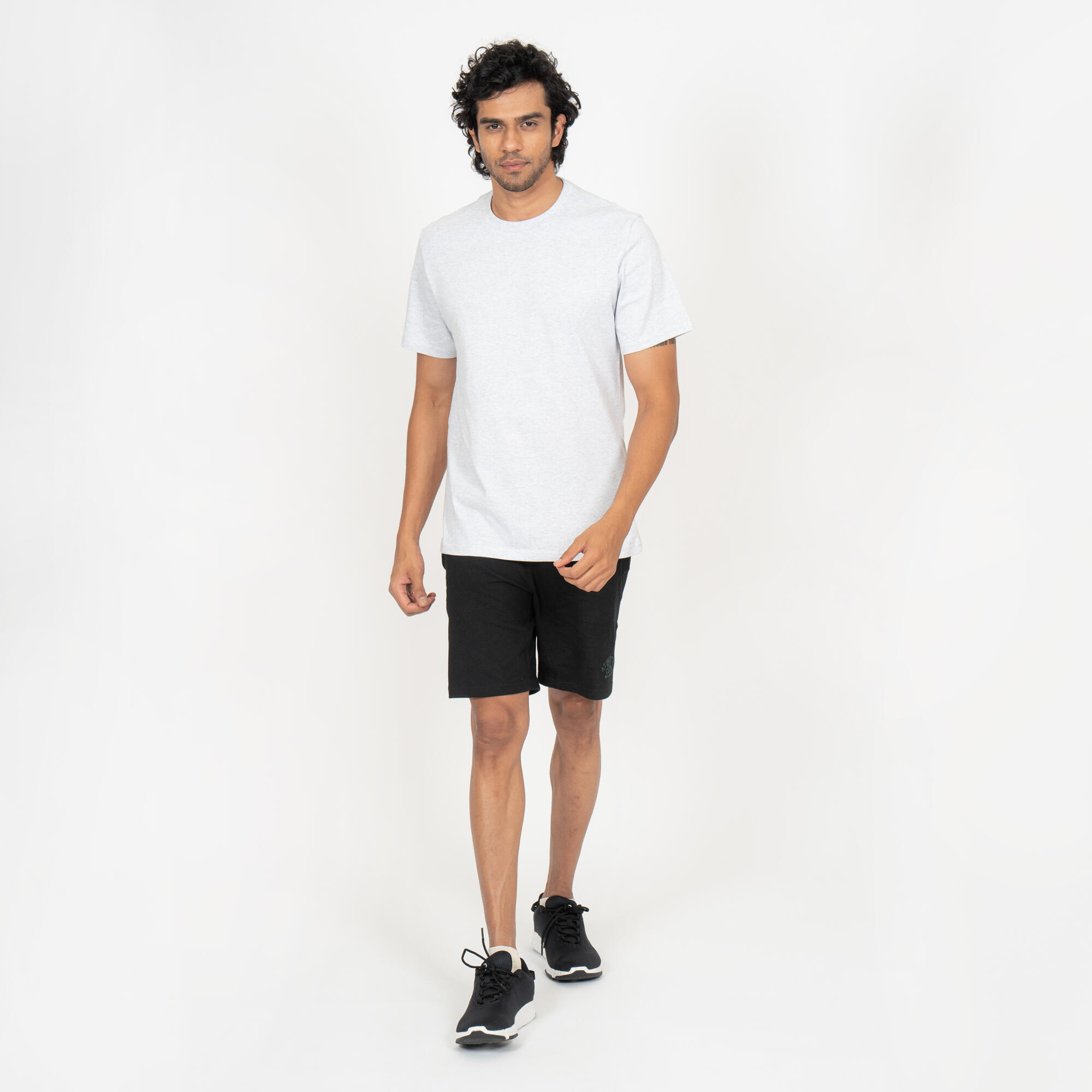 T-shirt uomo palestra regular fit cotone grigio chiaro 12/20