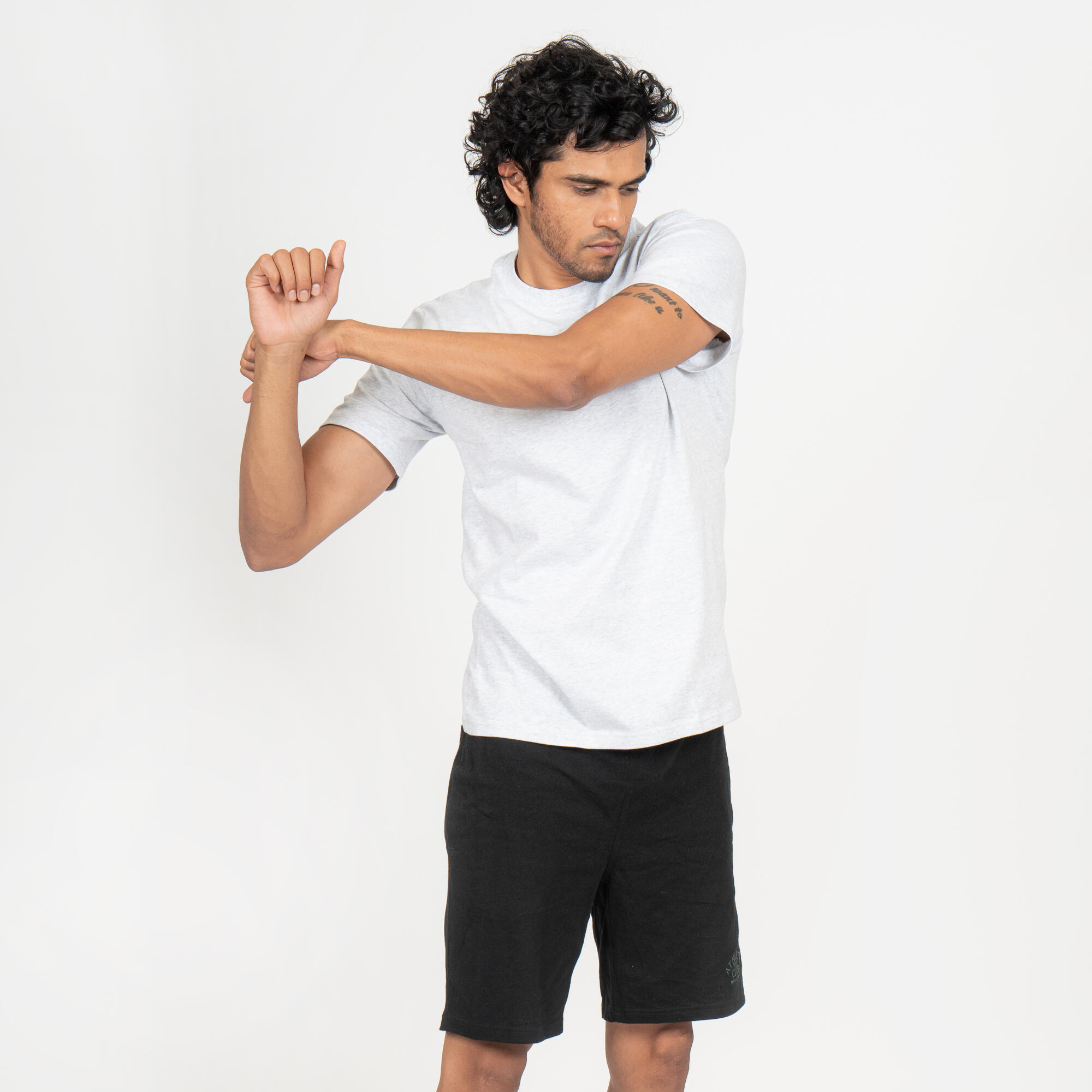 T-shirt uomo palestra regular fit cotone grigio chiaro 8/20