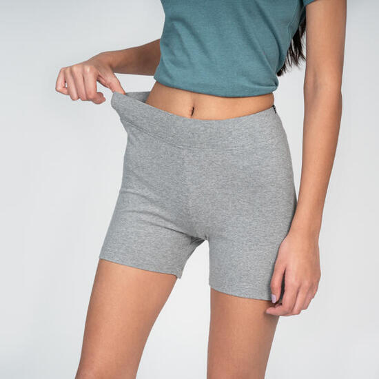 Short slim fitness femme - 500 Gris
