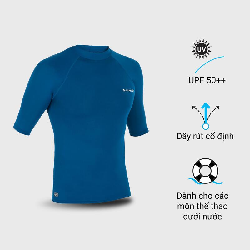 Tricou Anti-UV 100 UPF50+, UV>95% Albastru Bărbaţi