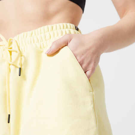 Women's Wide-Leg Fitness Shorts 520 - Pastel Yellow