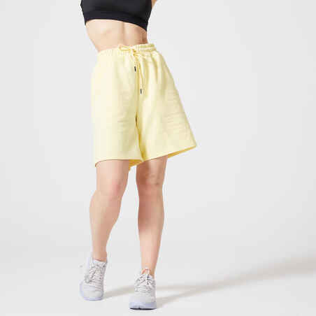 Women's Wide-Leg Fitness Shorts 520 - Pastel Yellow