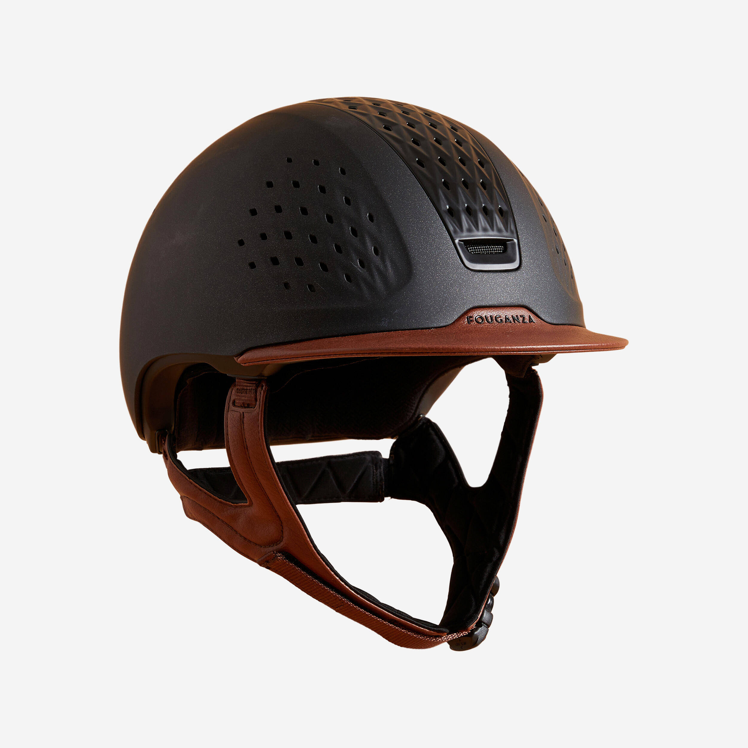 Adult/Kids' Horse Riding Helmet 900 + Bag - Brown/Black -  1