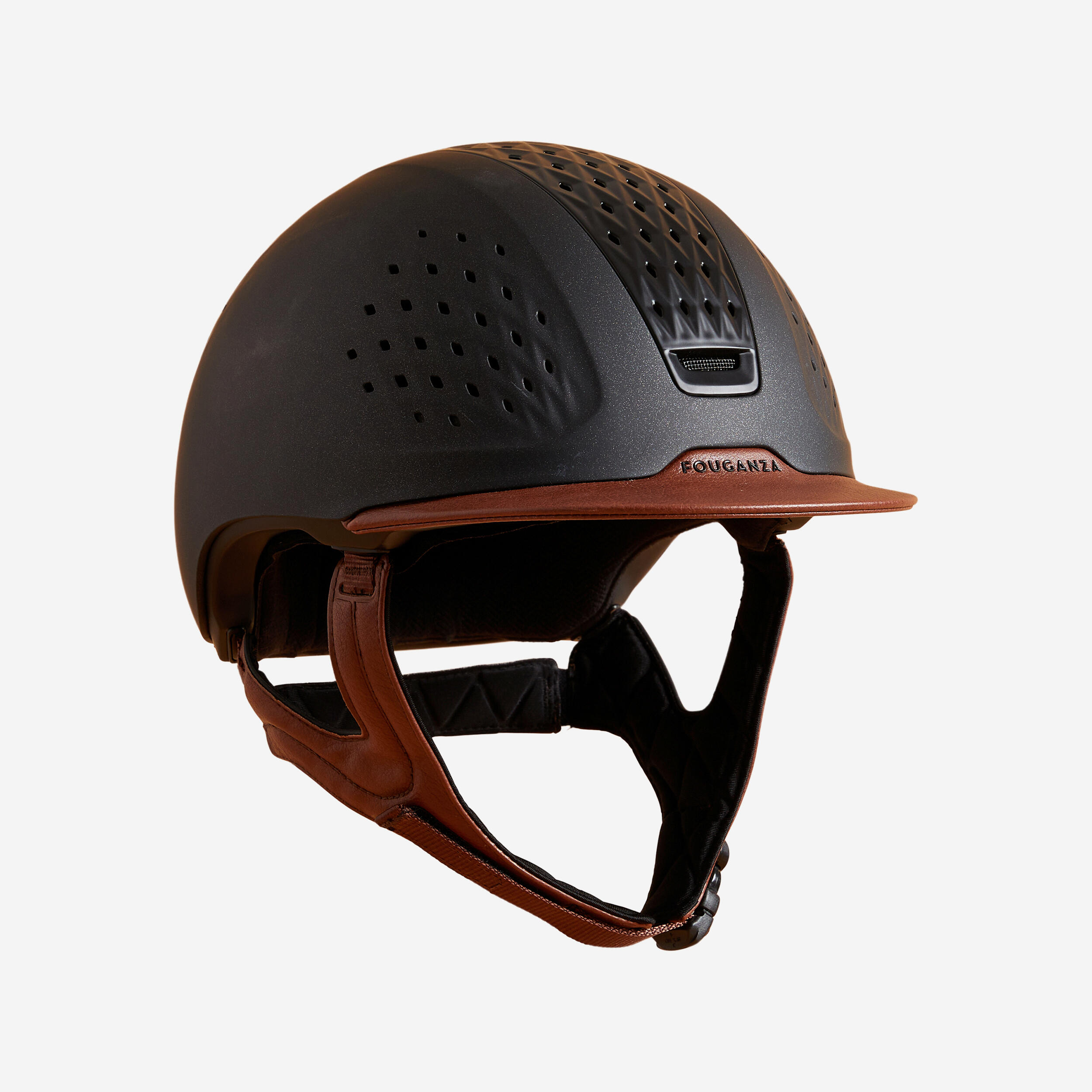 Fouganza - Casque Équitation Adulte Et Enfant - 900 Marron/noir + Sac - Casque - Sport Equestre - Marron-noir - M/55 Cm - Decathlon