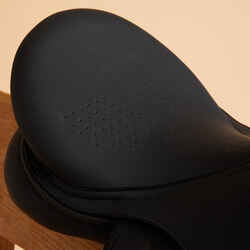 Synthetic Horse Riding Saddle 16" for Horse and Pony 100 - Black