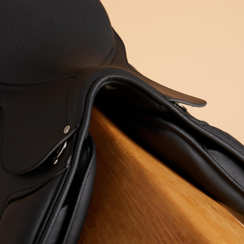 Selle équitation synthétique 17,5" Cheval & Poney - 100 noire