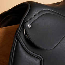 Synthetic Horse Riding Saddle 16" for Horse and Pony 100 - Black