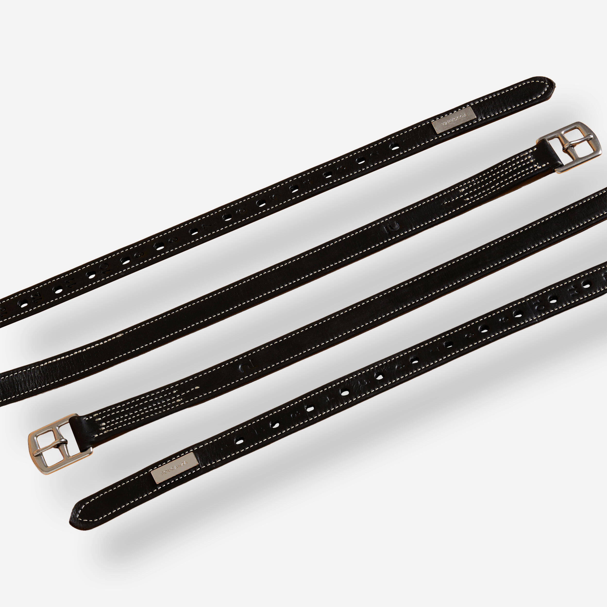 Adult/Kids' Horse Riding Stirrup Leathers Romeo - Black -  1