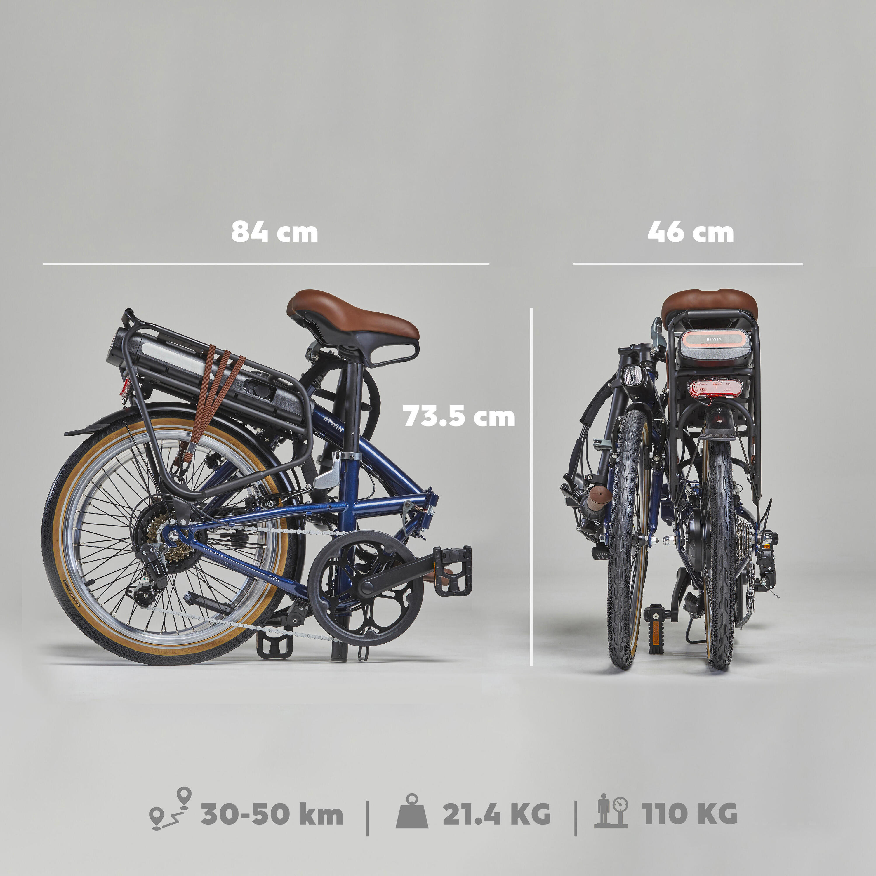 Bicicleta E Fold 500 Azul Eléctrica Plegable 3/21