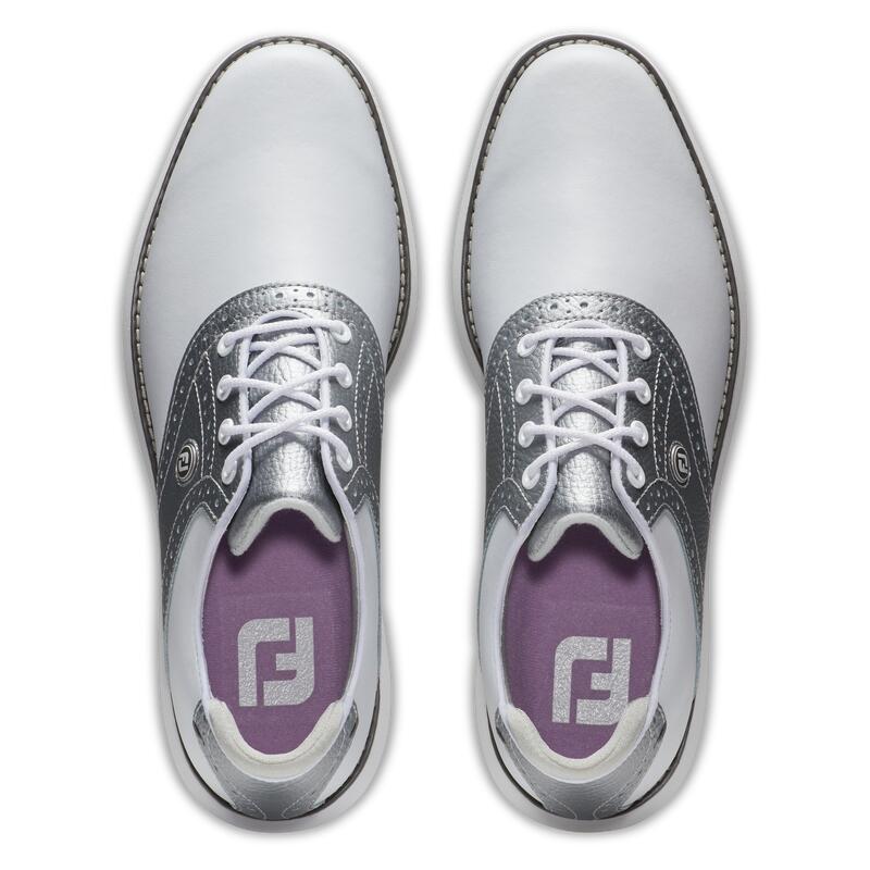 ZAPATILLAS GOLF IMPERMEABLES FJ TRADITION MUJER - BLANCO Y PLATA