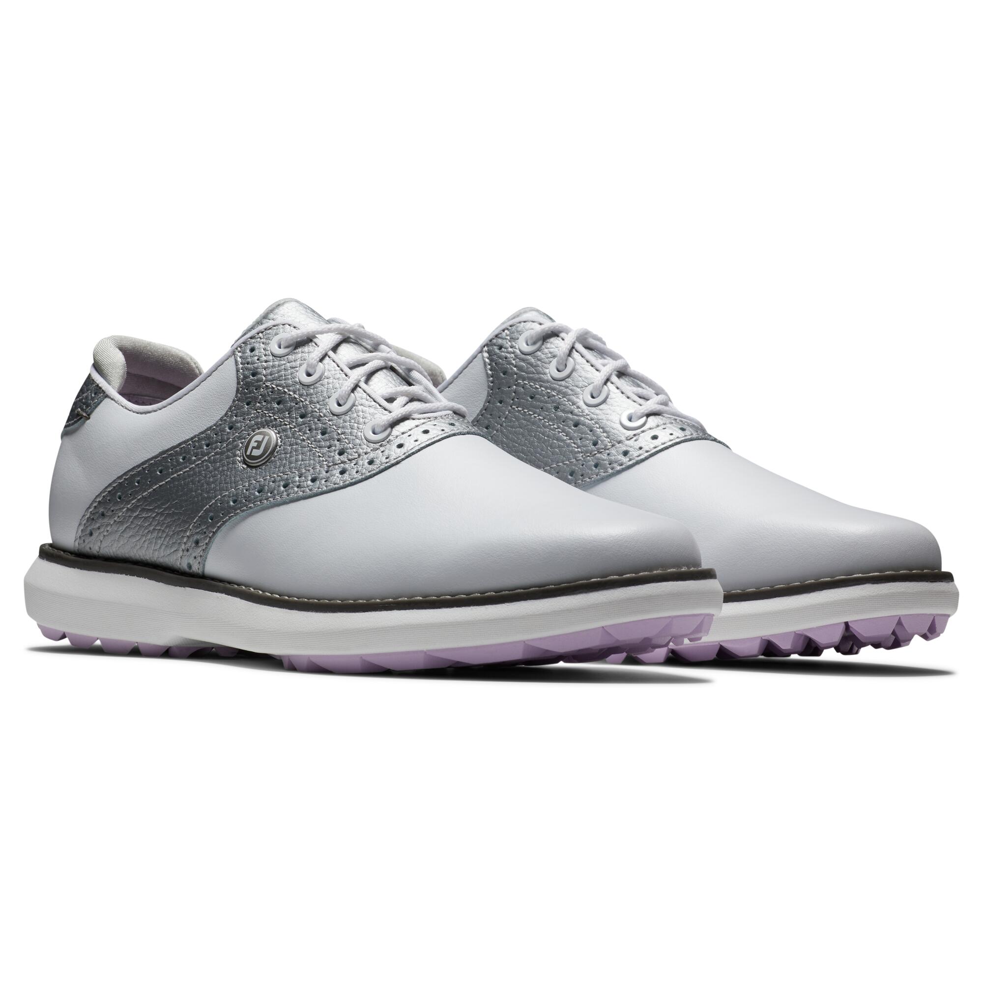 WOMEN'S WATERPROOF GOLF SHOES FJ TRADITION - WHITE AND SILVER 3/6