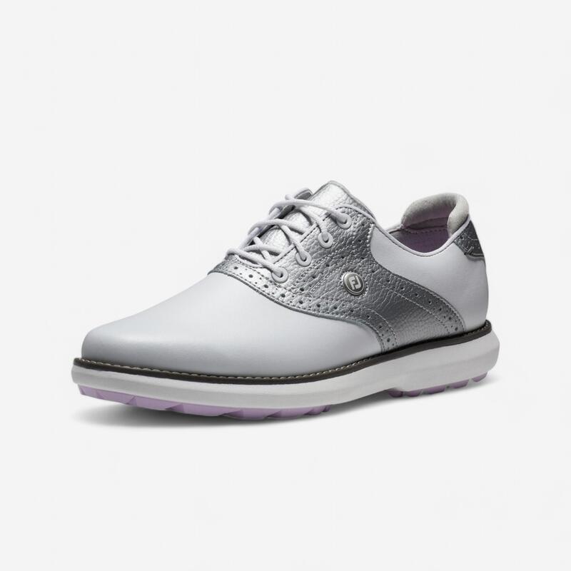 CHAUSSURE GOLF IMPERMÉABLES FJ TRADITION FEMME - BLANC ET ARGENT