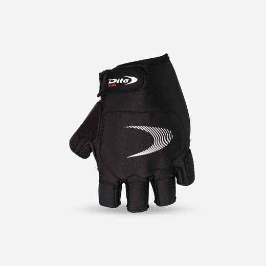 
      Kids'/Adult Field Hockey Medium Intensity Half Finger Glove Xlite - Black/White
  