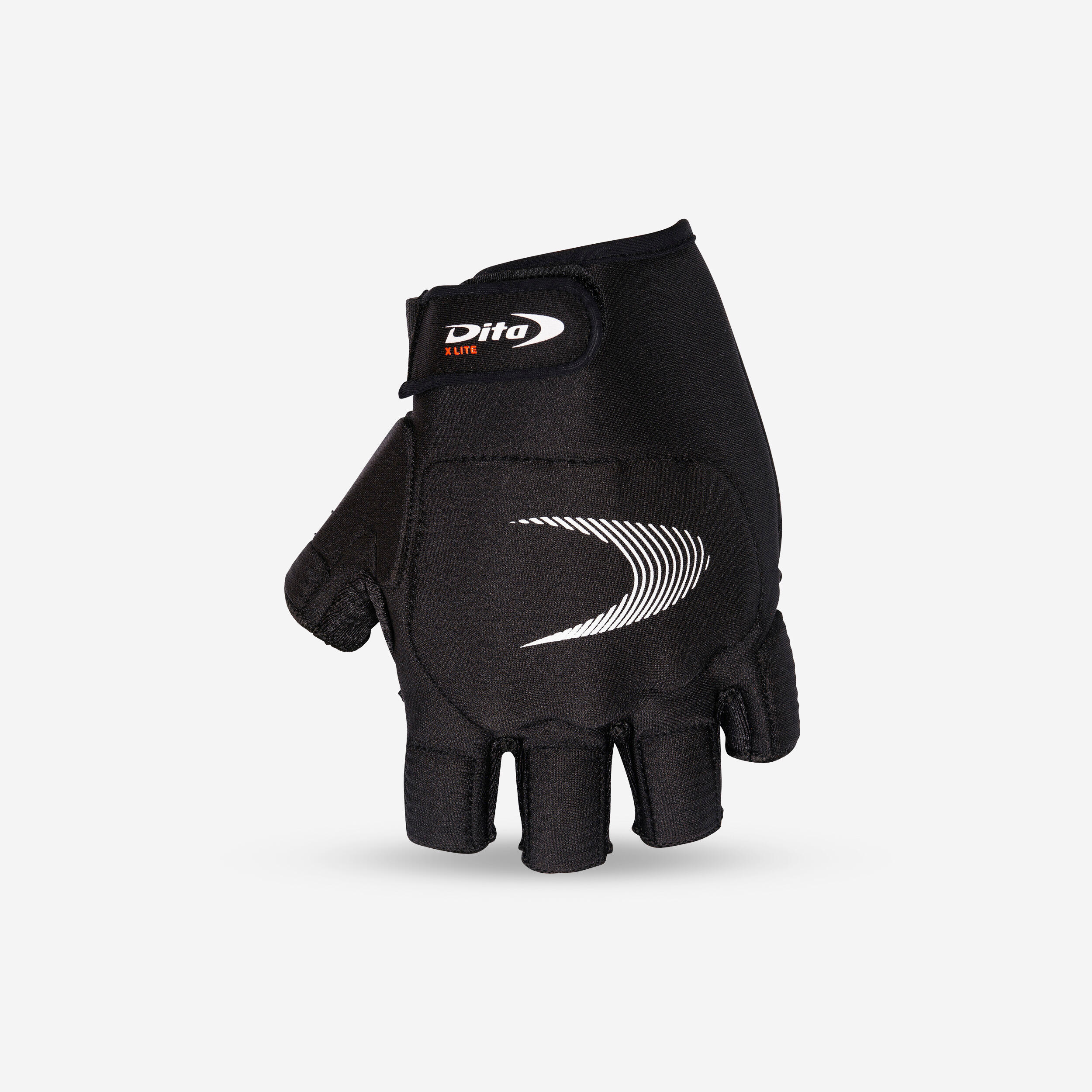 Kids'/Adult Field Hockey Medium Intensity Half Finger Glove Xlite - Black/White 1/2