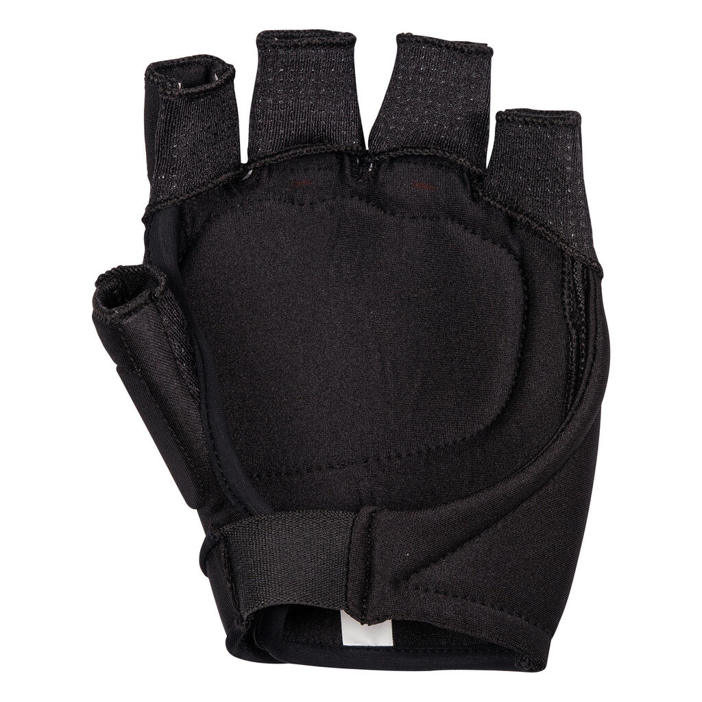 Kids'/Adult Field Hockey Medium Intensity Half Finger Glove Xlite - Black/White