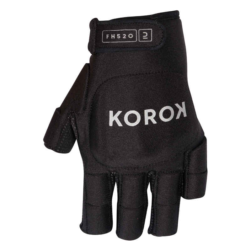 Kids'/Adult Mid/High Intensity 2 Knuckle Field Hockey Glove FH520 - Black/Grey