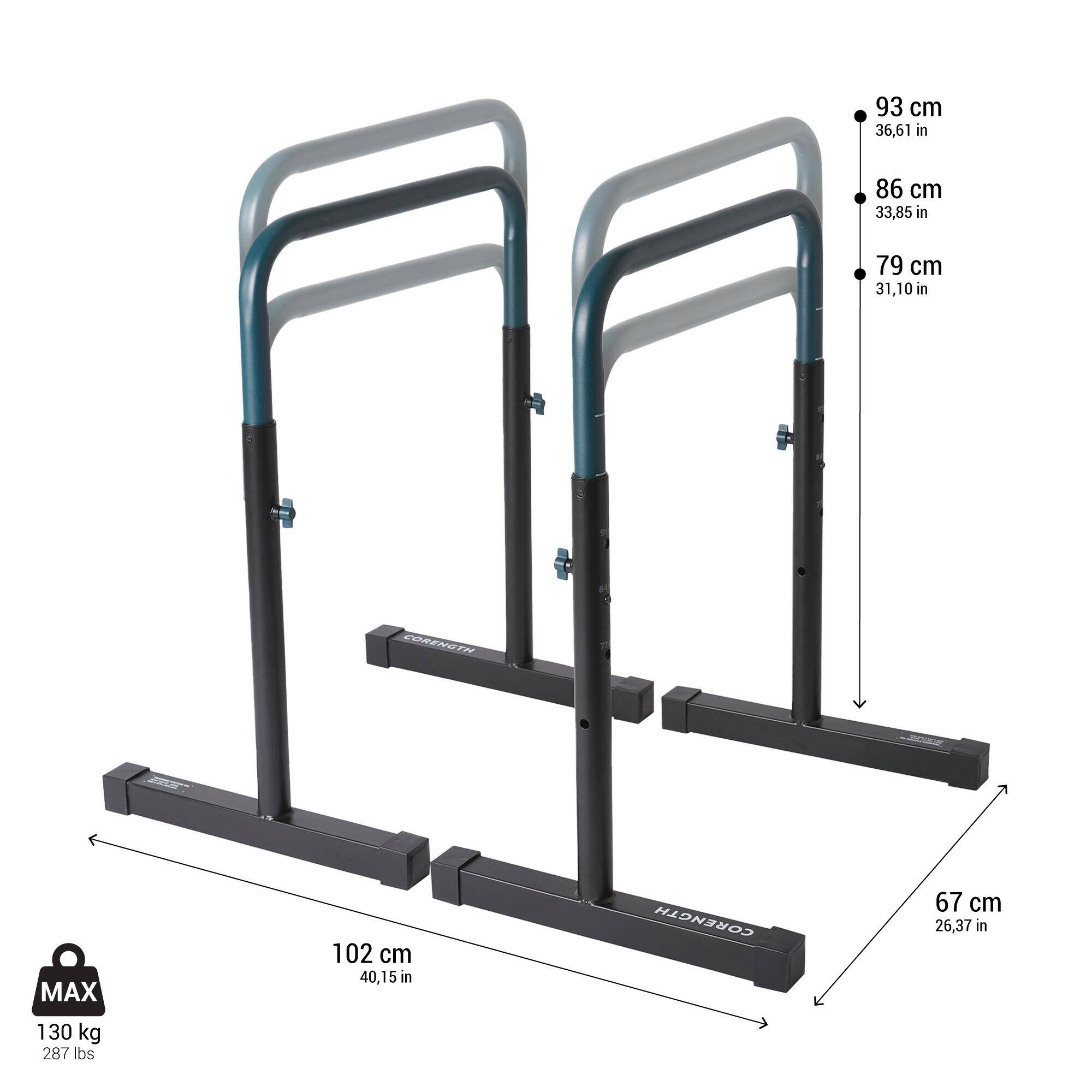 Gym Adjustable Dip Bar Training Station 100 Black Blue -  2