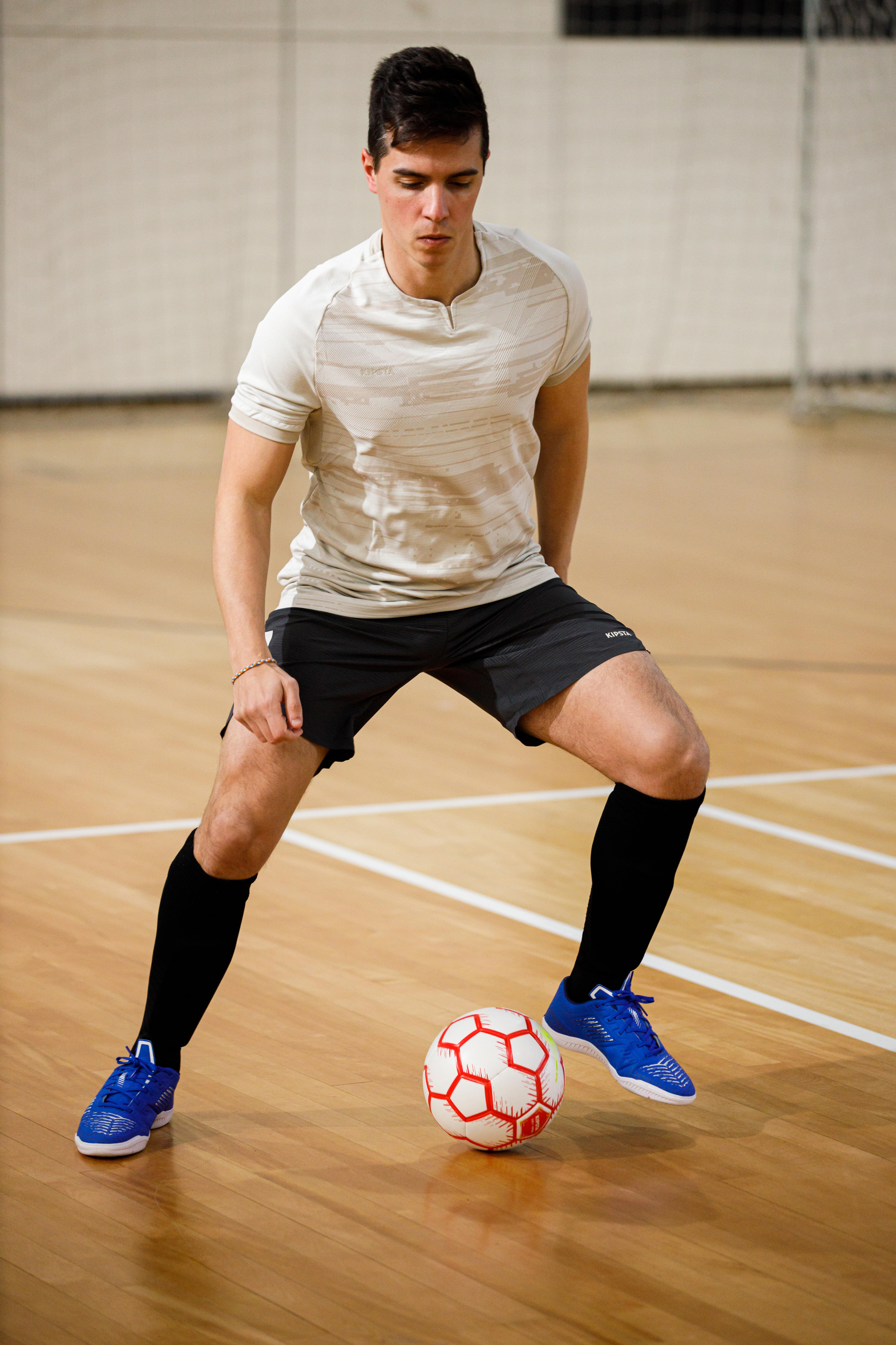 Size 4 Hybrid Futsal Ball - FS 100 Red/White - KIPSTA