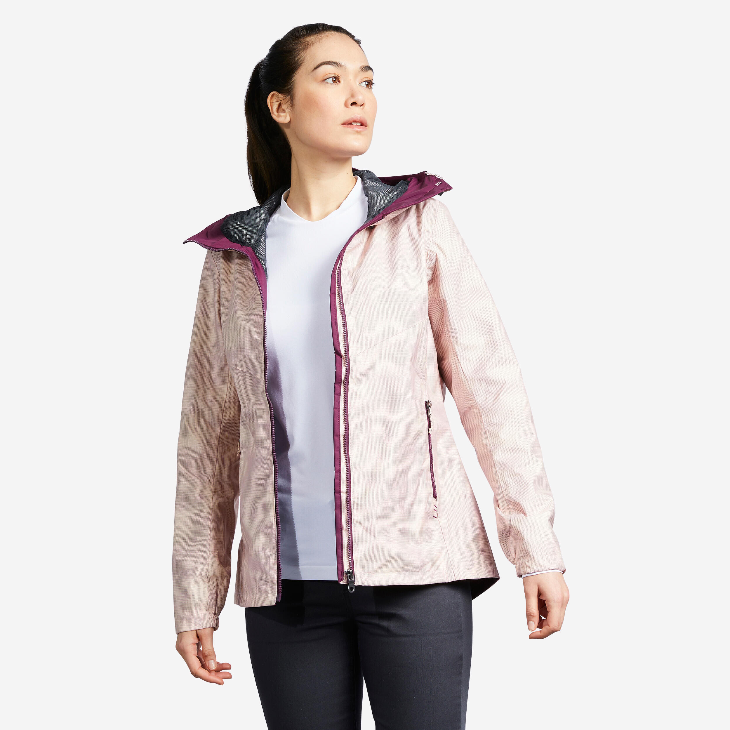 TRIBORD Women’s Sailing Waterproof Rainproof Jacket SAILING 100 light pink AO