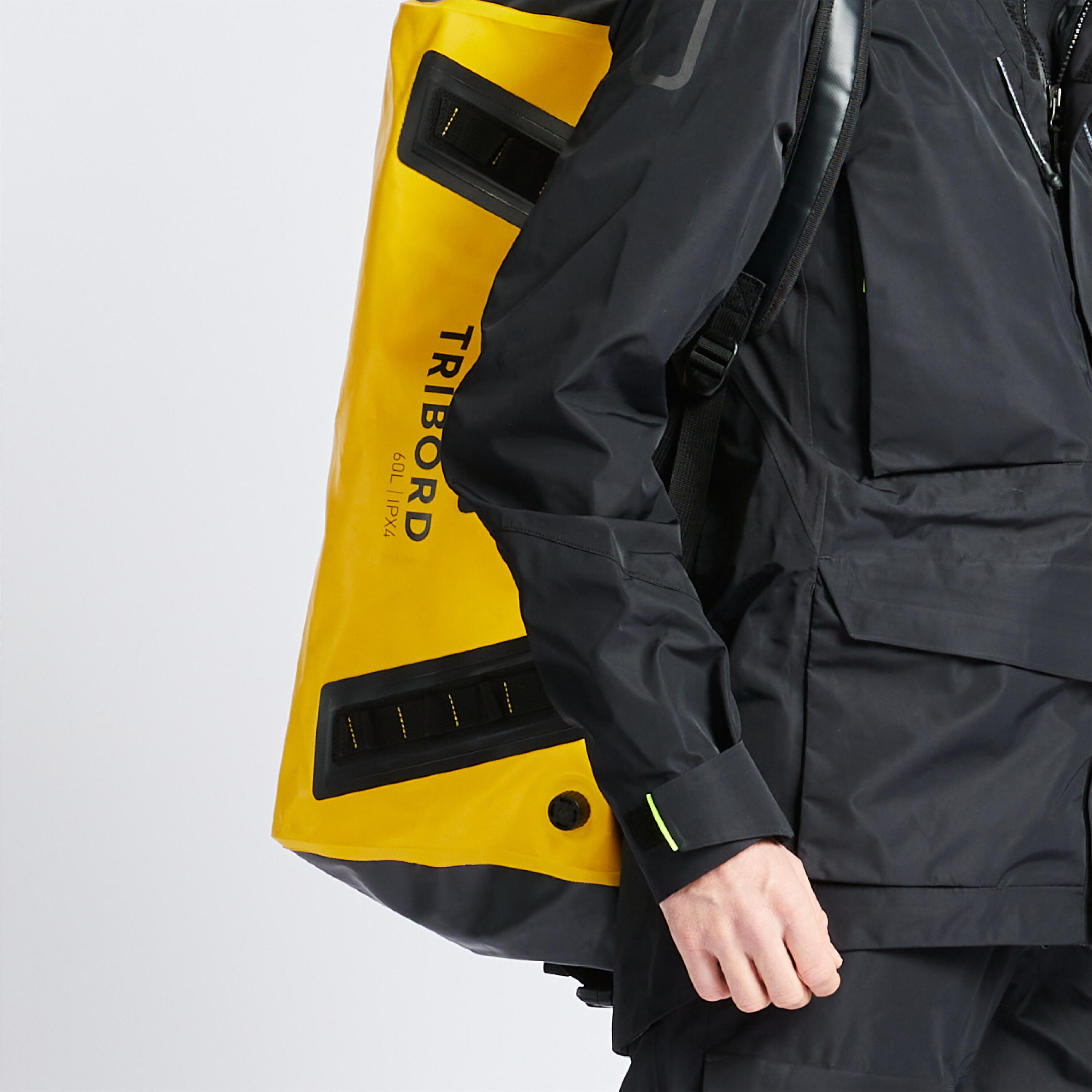 Waterproof duffle bag - travel bag 60 L yellow black 5/5