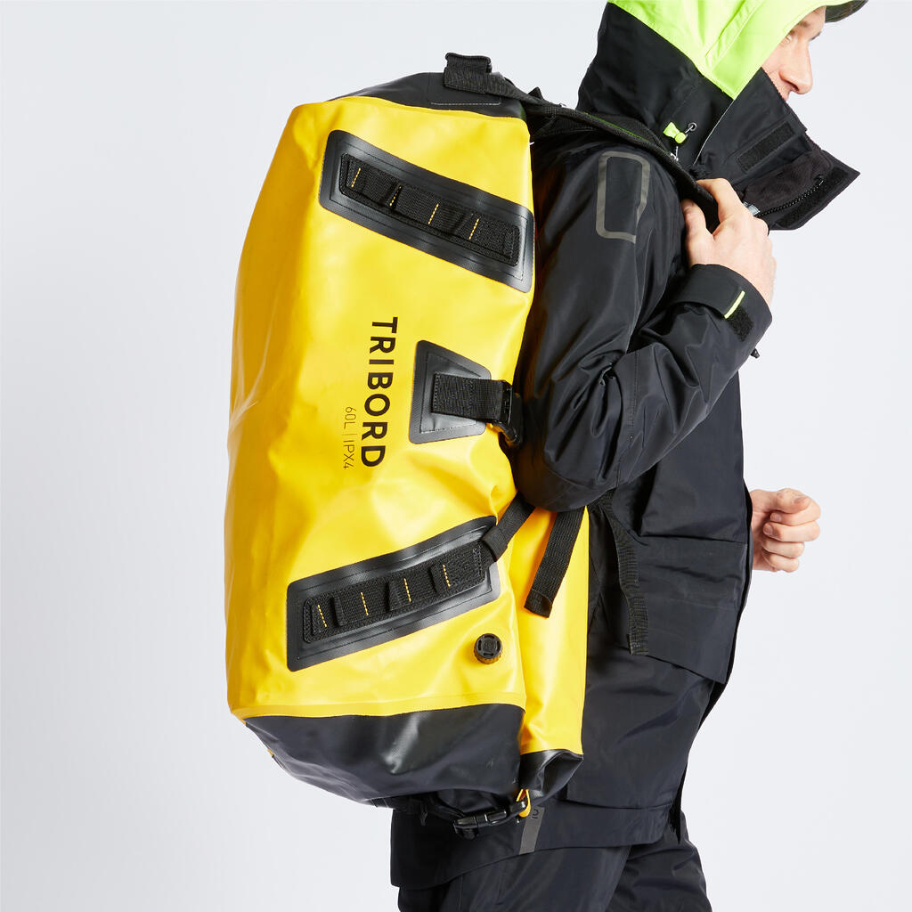 Waterproof duffle bag - travel bag 60 L yellow black