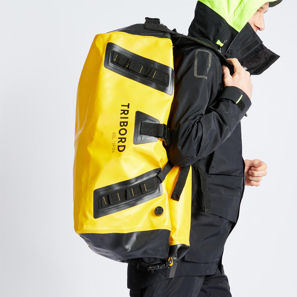 Ūdensnecaurlaidīga sporta/ceļojumu soma, 60 l, dzeltena, melna