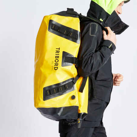 Neperšlampantis kelioninis krepšys, 60 l talpos, geltonos ir juodos spalvos