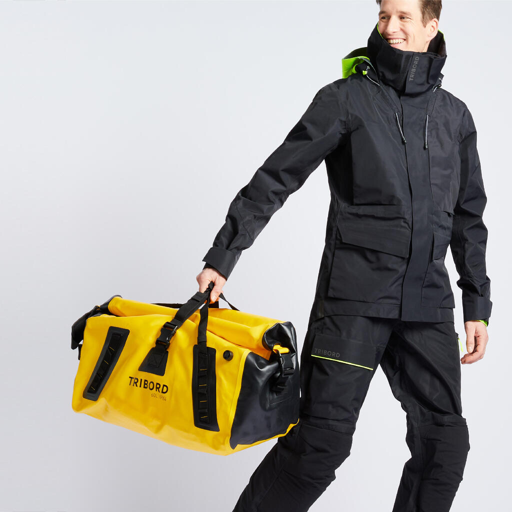 Ūdensnecaurlaidīga sporta/ceļojumu soma, 60 l, dzeltena, melna