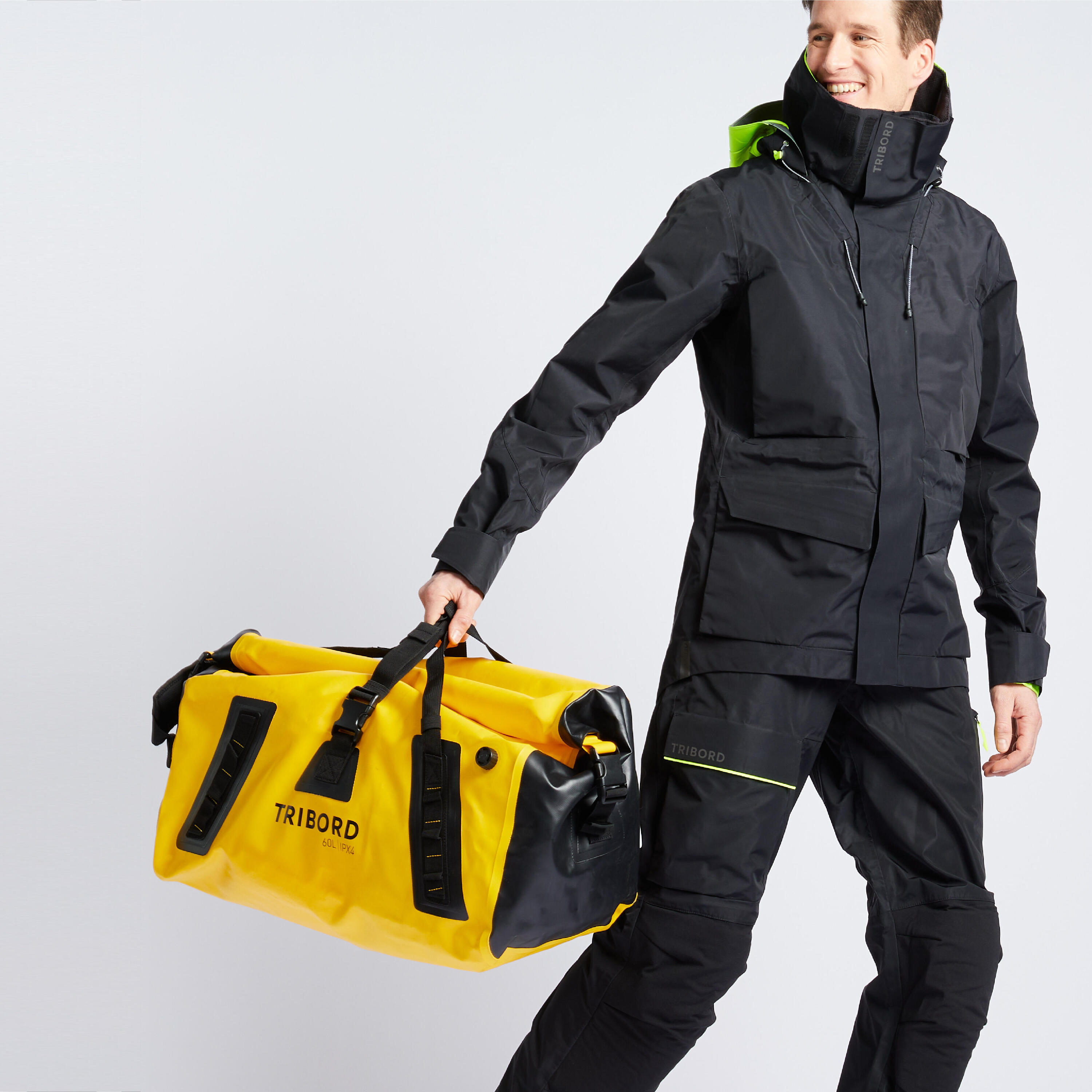 Waterproof duffle bag - travel bag 60 L yellow black 2/5