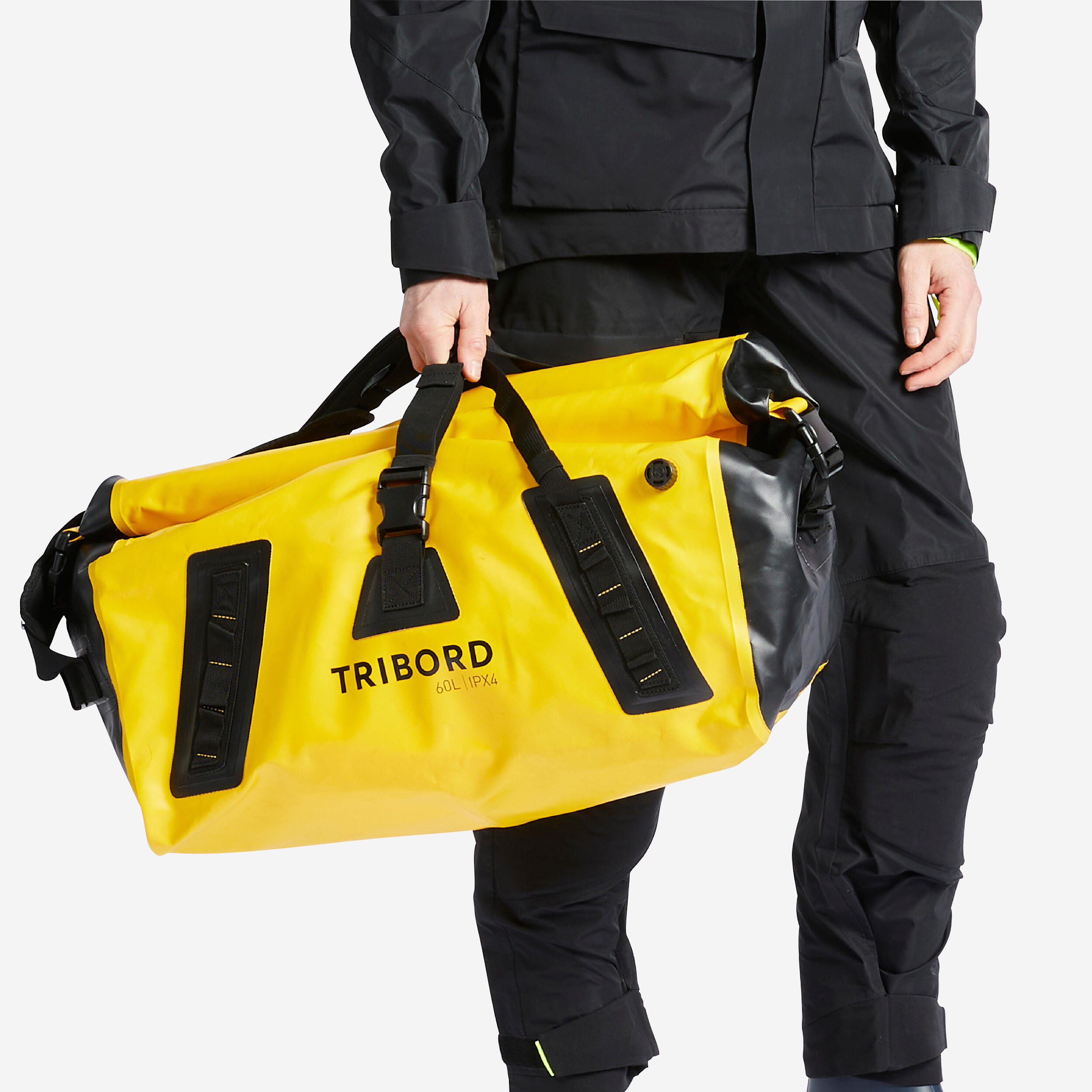 Waterproof duffle bag - travel bag 60 L yellow black 1/5