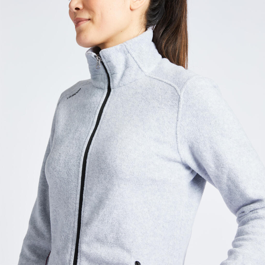 Women warm eco-design fleece sailing jacket 100 - Mottled grey