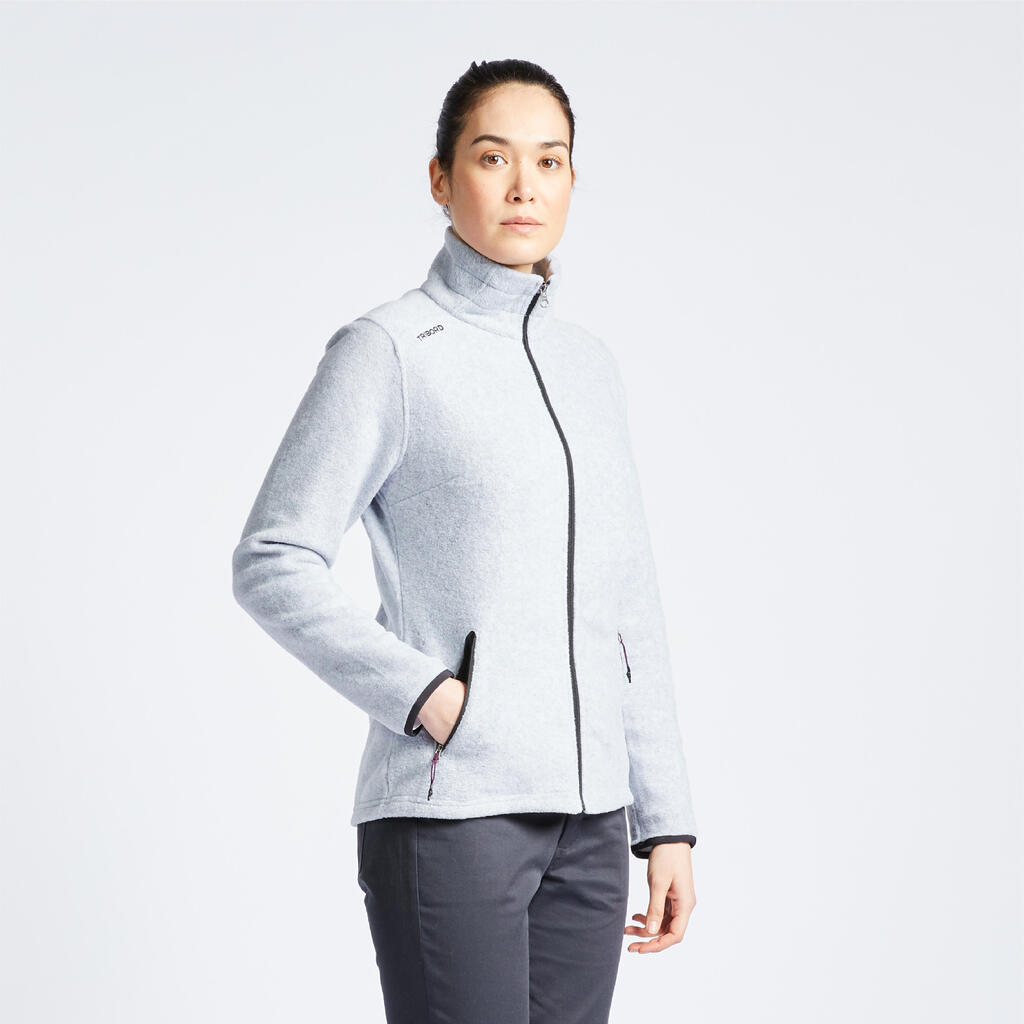 Women warm eco-design fleece sailing jacket 100 - Mottled grey